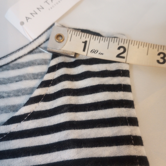 ANN TAYLOR Factory Women's Tank Tunic Front Pocket Stripes Black Grey New Medium - Picture 12 of 12